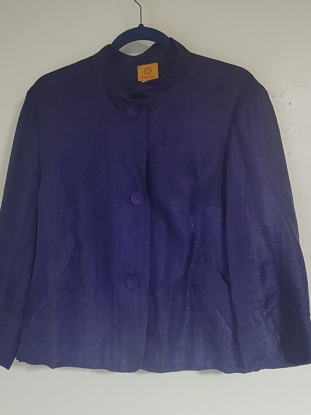 Ruby Rd. Deep Purple Button-Front Blazer